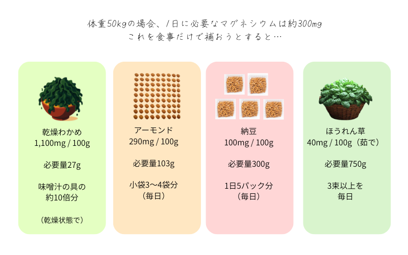 一日に必要なマグネシウムがとれる食品