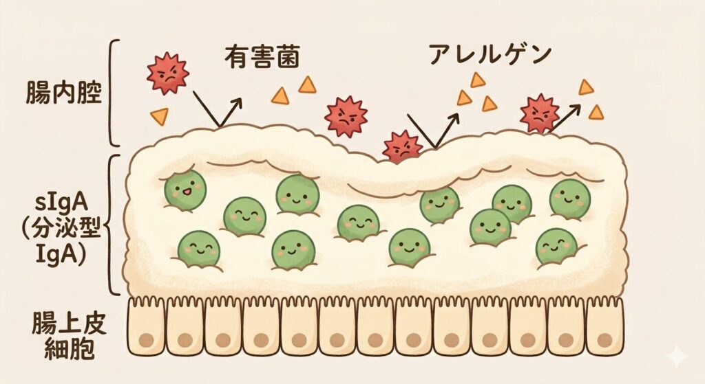 分泌型IgAをわかりやすく説明したイラスト